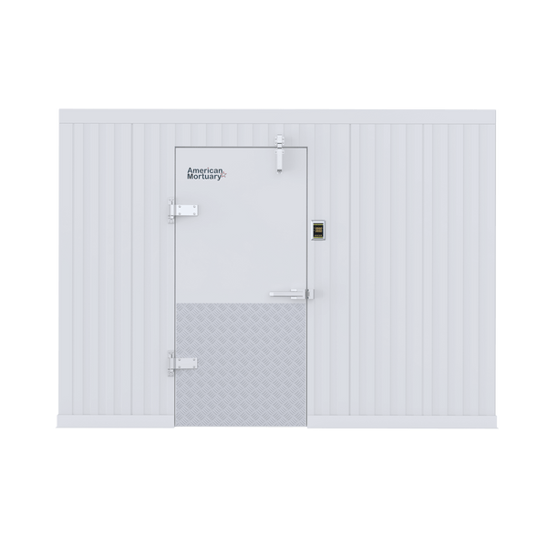 Walk-in mortuary cold storage interior — NSF stainless steel body storage, USA-made | American Mortuary Coolers