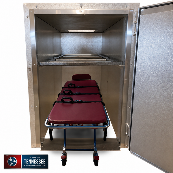 2 Body Extra Wide Mortuary Cooler | Bariatric Cadaver Refrigeration | Oversized Morgue Cooler | Roll-In Funeral Home Bariatric Refrigeration | American Mortuary Coolers