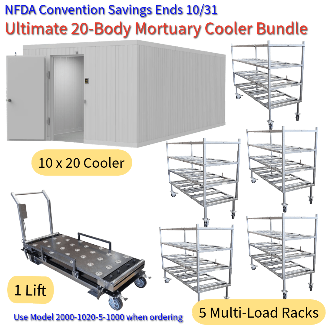 20 Body Cooler Bundle + Mortuary Lift System - American Mortuary Coolers & Equipments