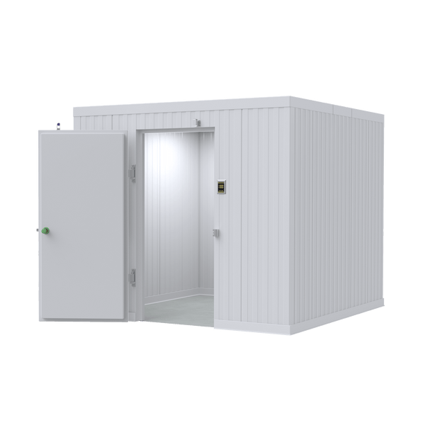 8x8 walk-in mortuary cooler Model AMC-0808, compact cadaver cold storage for small funeral homes