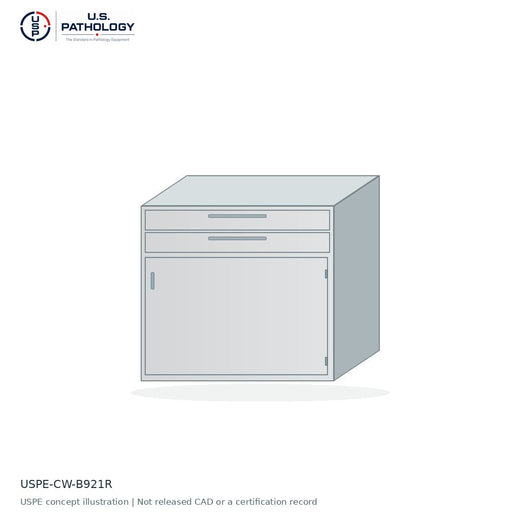 USPE 2-Drawer / Single-Door Base Cabinet, Right-Hinged