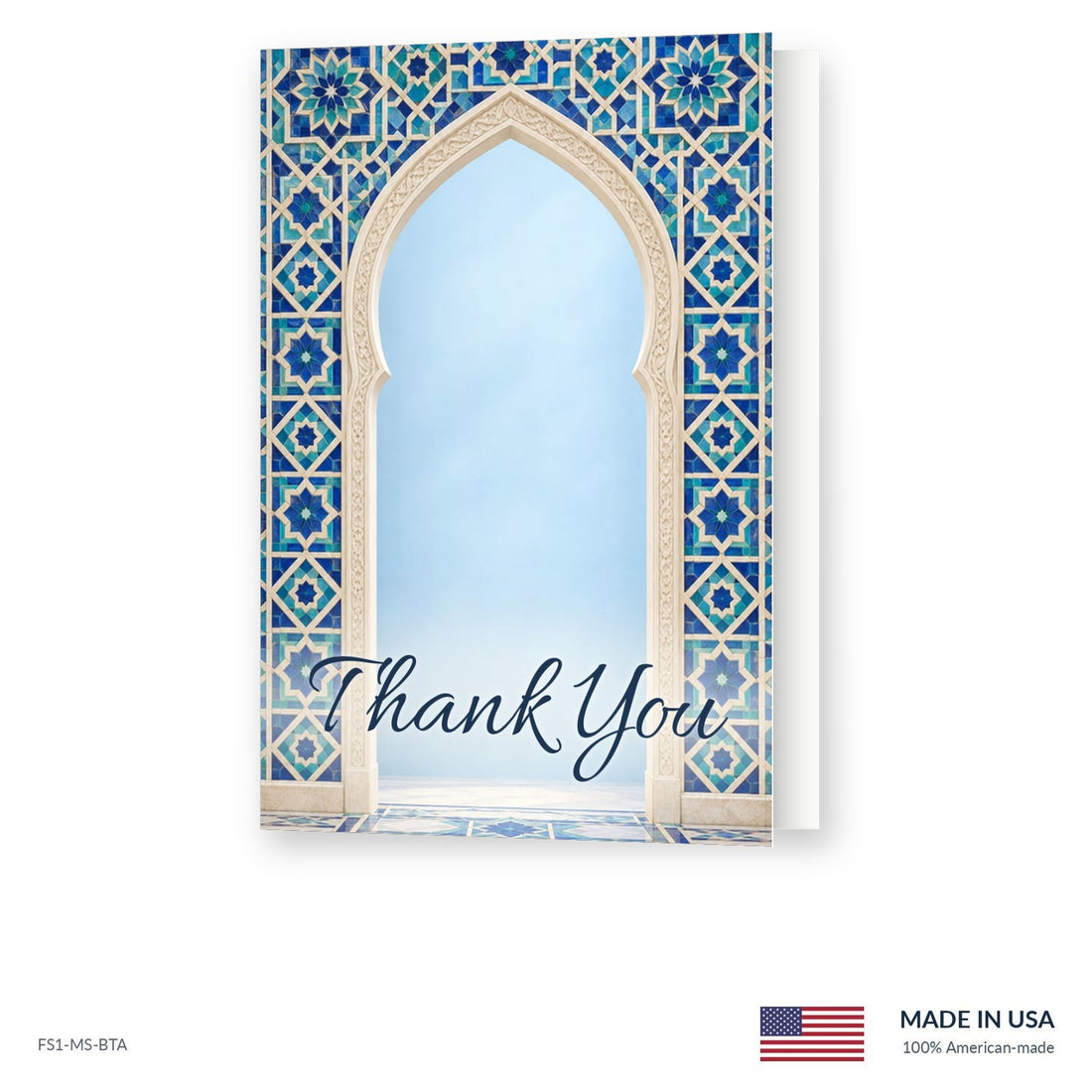 Blue Arch Funeral Acknowledgment Cards