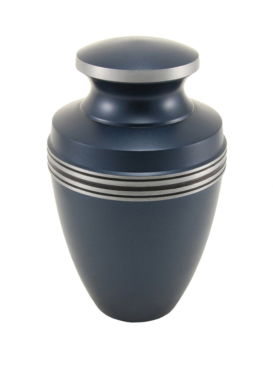 Deep Blue Banded Aluminum Full Size Cremation Urn