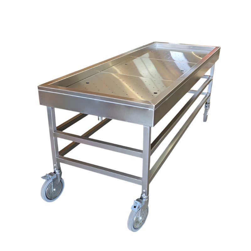 Embalming & Wash Table with Perforated Top – 1038 - PT - American Mortuary Coolers & Equipments