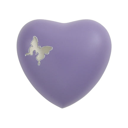 Lavender Butterfly Brass Heart Keepsake Urn