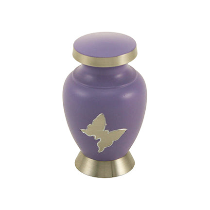 Lavender Butterfly Brass Mini Keepsake Urn