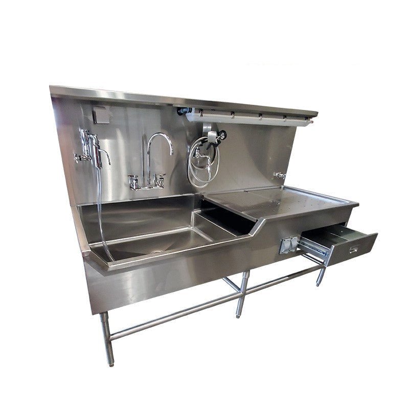 Left - Hand Embalming Sink Station - 1036 - 8L - American Mortuary Coolers & Equipments