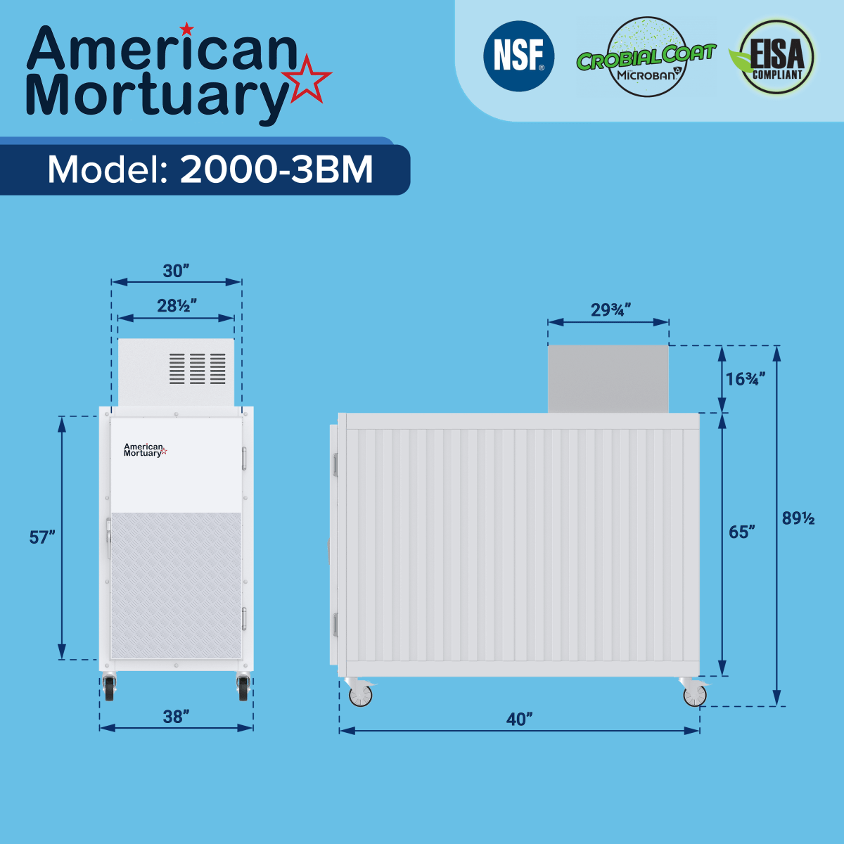 Model 2000 - 03BS: The Ultimate 3 - Body Standard Mortuary Cooler - American Mortuary Coolers & Equipments