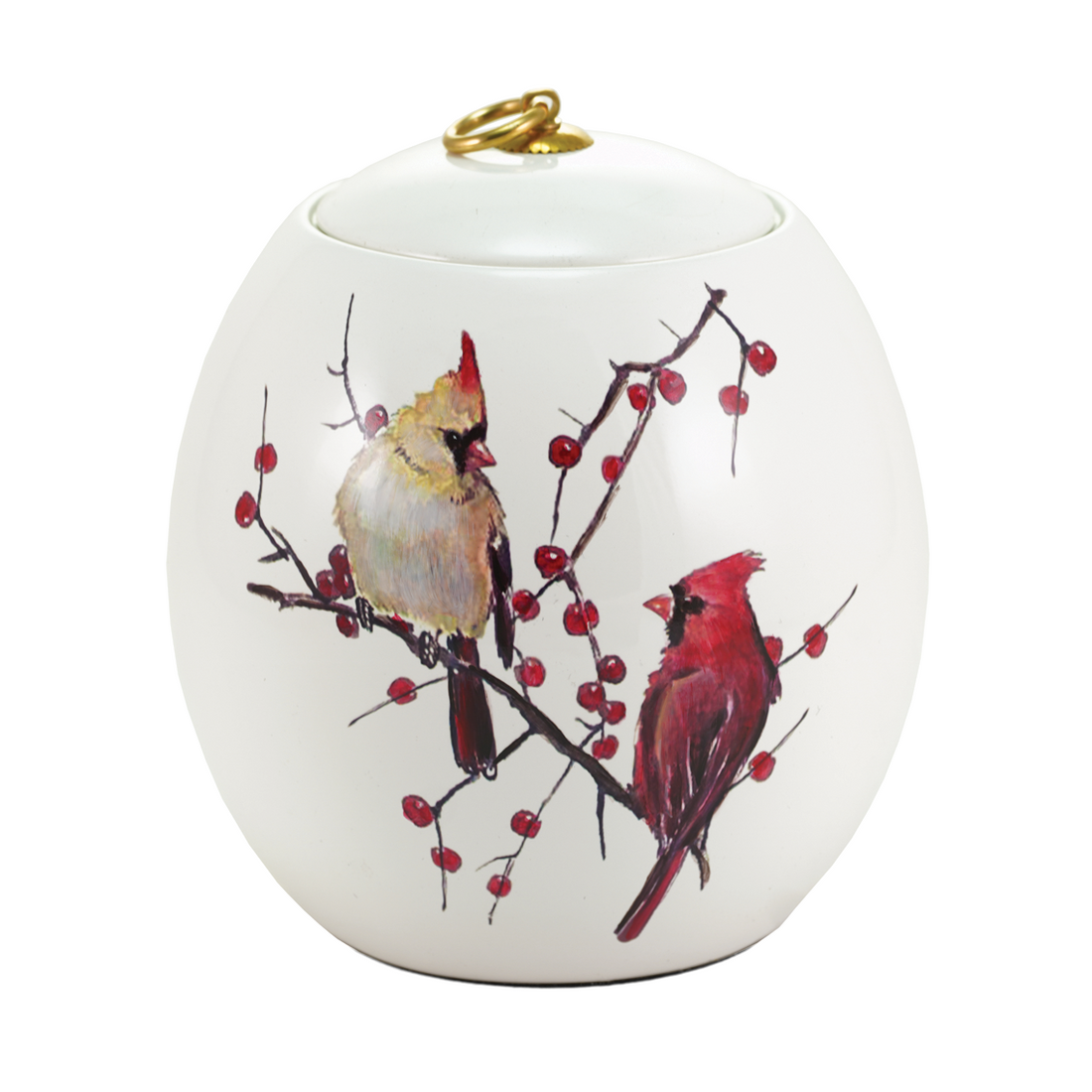 Pearl White Cardinal Ceramic Full Size Cremation Urn
