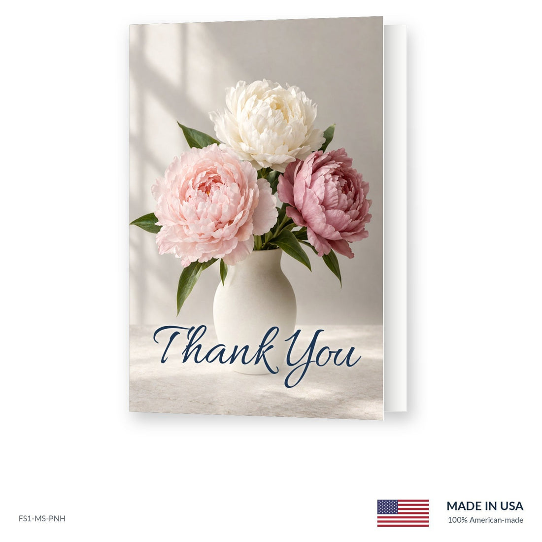 Peony Bouquet Funeral Acknowledgment Cards