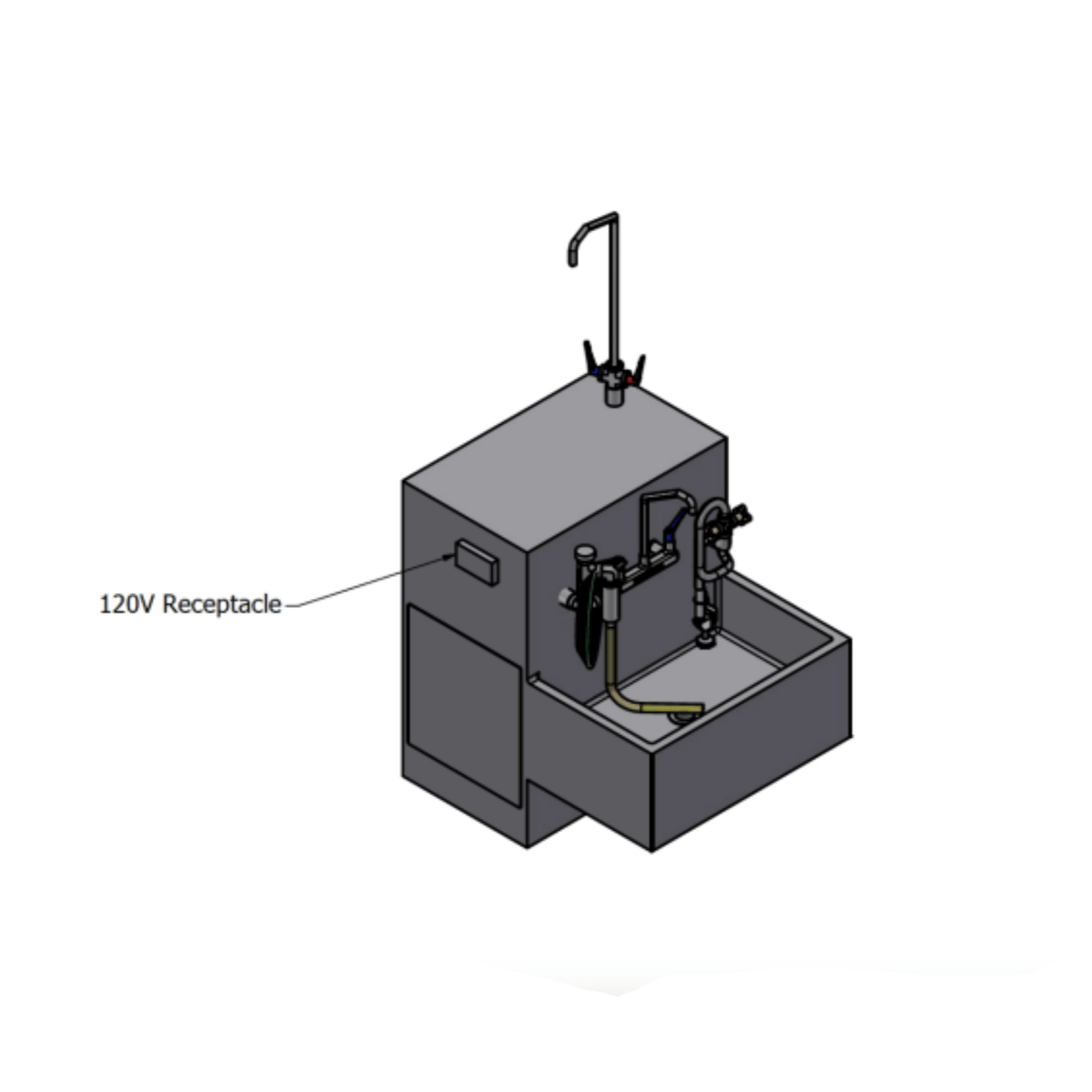 Embalming sink station Model 1036-ES overview, American Mortuary Equipment prep room line
