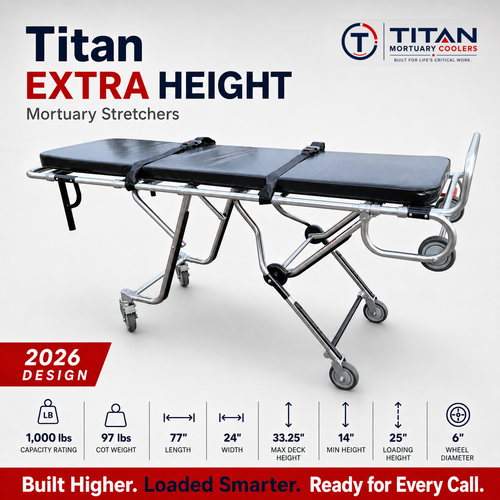 TITAN 500T High-Loading Mortuary Cot, 600 lb