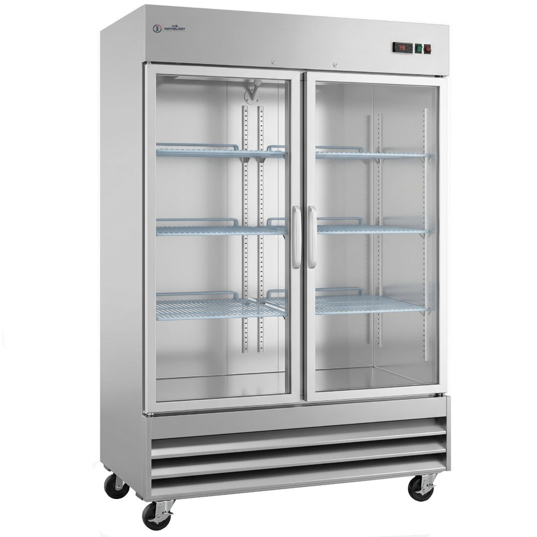 USPE 54" Two-Door Glass Lab Refrigerator, 41.3 Cu. Ft.