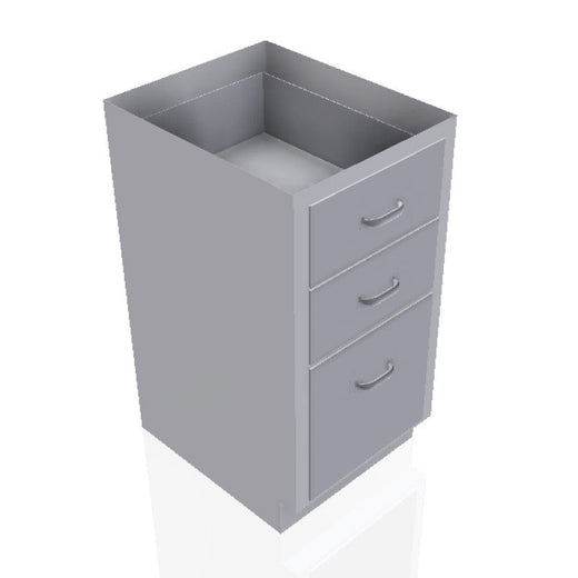 USPE 18 in. Stainless Steel Base Cabinet: 2 Medium Drawers, 1 Extra Large Drawer