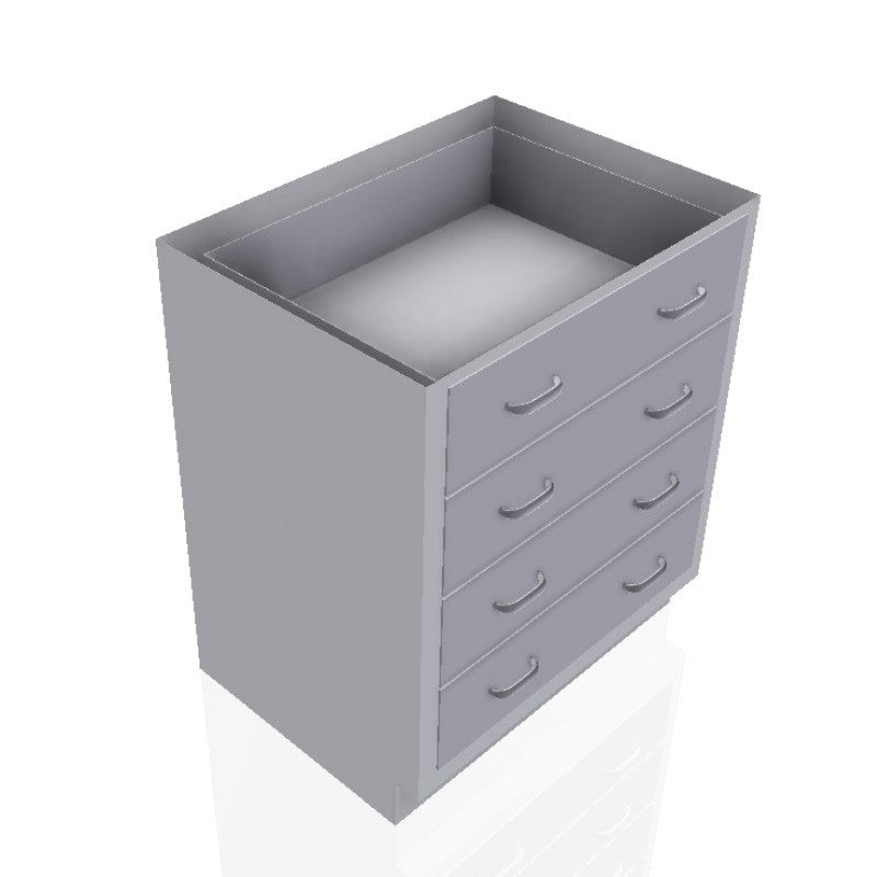 30 in. Stainless Steel Prep Room Base Cabinet: 4 Long Medium Drawers
