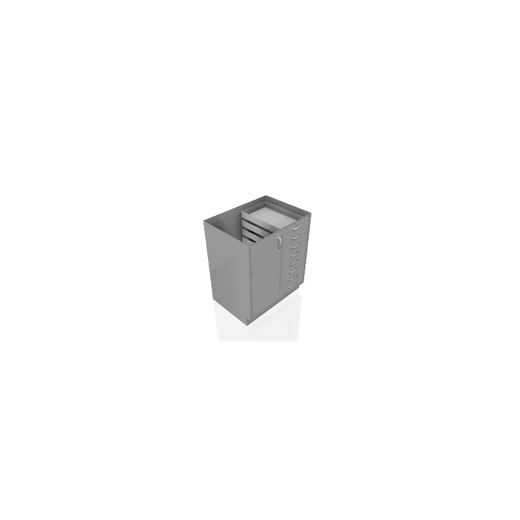 USPE 30 in. Stainless Steel Base Cabinet: 8 Small Drawers, 1 Left Door