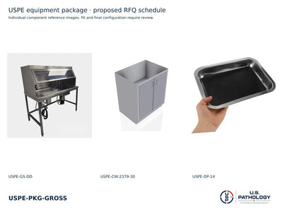 Pathology Grossing Station Package | USPE-PKG-GROSS | individual component reference images; final fit requires review