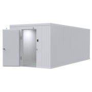 Walk-in morgue cooler with door open for easy access, featuring durable stainless steel construction and advanced insulation — one of the highest-rated mortuary coolers for professional funeral homes and medical facilities.