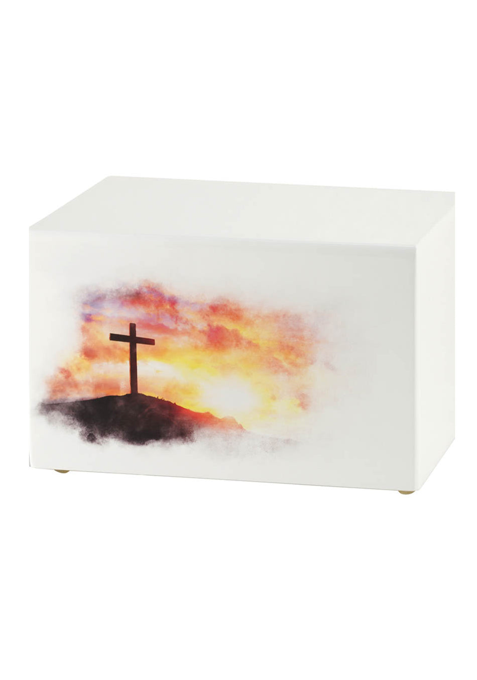 White Wood Cross Full Size Cremation Urn