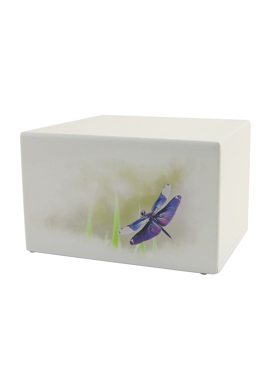 White Wood Dragonfly Full Size Cremation Urn