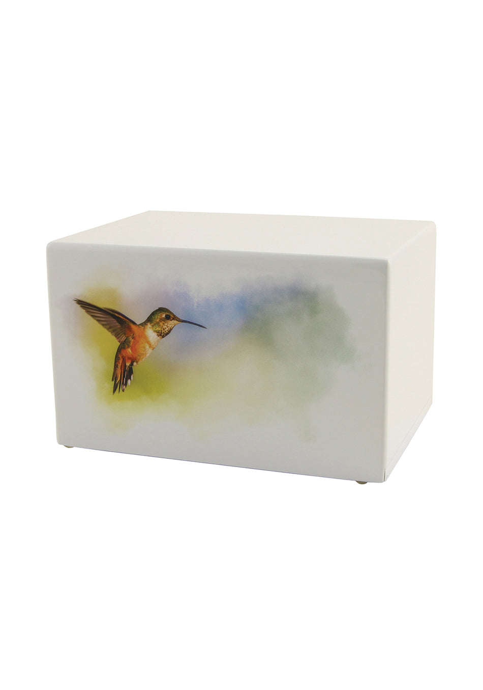 White Wood Hummingbird Full Size Cremation Urn
