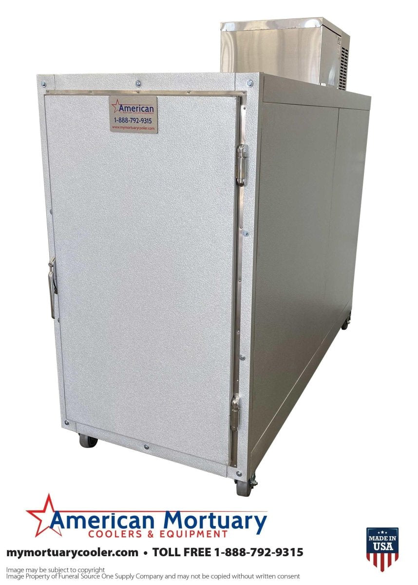 3 Body Mortuary Cooler AMC Model 3B with Interior Rolling Rack - American Mortuary Coolers & Equipments