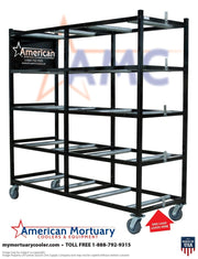 5 - Tier End Loading Mortuary Roller Rack for Efficient Cadaver Storage | Ideal for Funeral Homes, Crematoriums, and Morgues - American Mortuary Coolers & Equipments