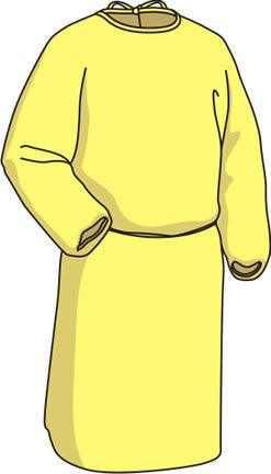 Universal yellow isolation gown worn view, embalming and removal protection | American Mortuary Coolers