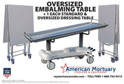 Affordable Mortuary Bundle: Hydraulic Embalming Table & Folding Prep Table - American - Made, Reliable Funeral Equipment - American Mortuary Coolers & Equipments
