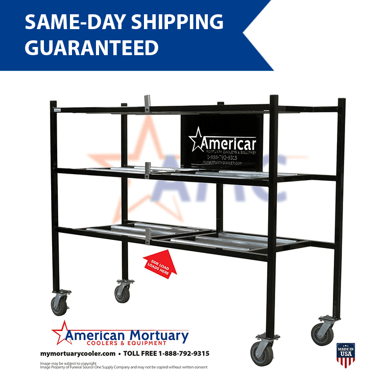 AMC 3TSL – 3-Tier Side Loading Mortuary Rack | Mobile & Affordable - American Mortuary Coolers & Equipments