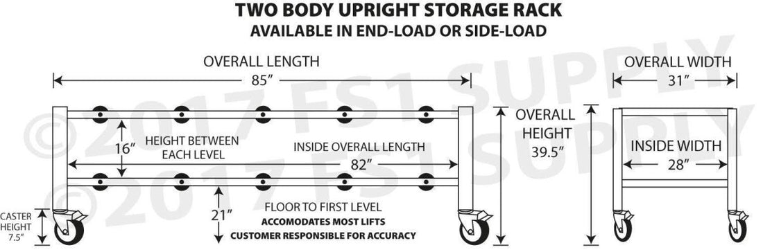 2-Tier Cadaver Rack for Morgue Coolers
