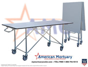 Extra Wide Folding Dressing Table Model 1036-034X – oversized mortuary preparation table with 78x32 inch laminate top, 700 lb capacity, heavy-duty folding frame, and secure locking system – save over $2,000 compared to other brands