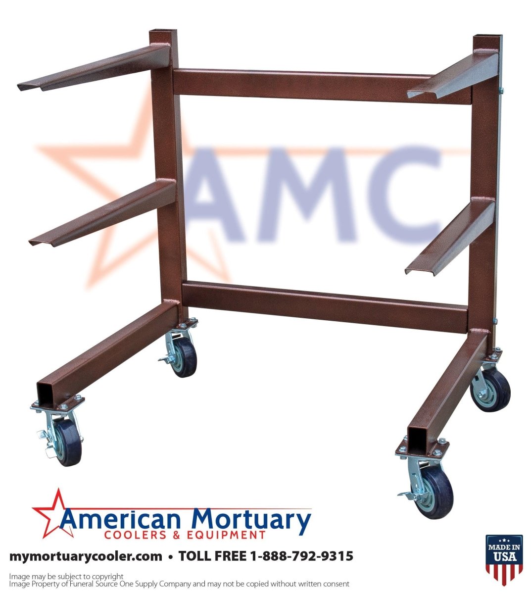 Premium 3-tier cantilever mortuary rack, open-side body storage for walk-in coolers