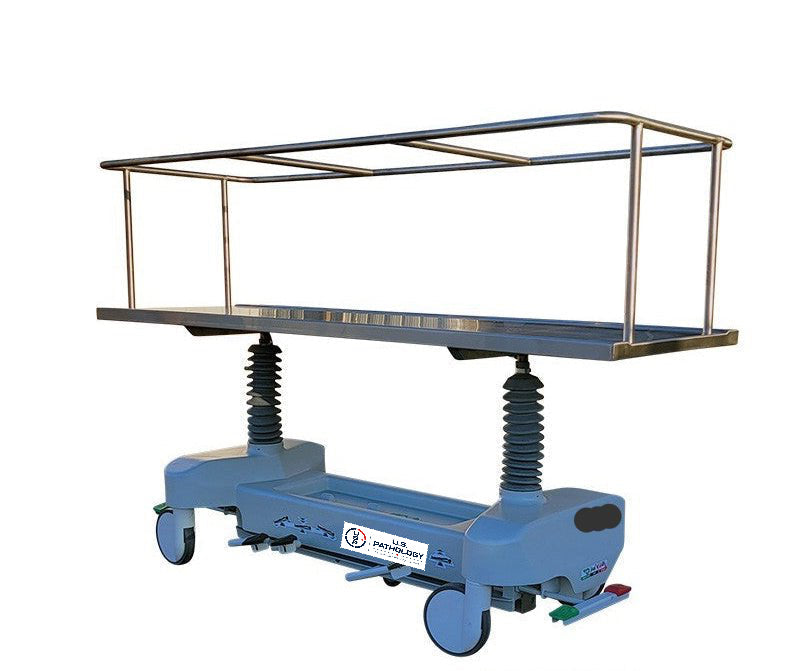 Hydraulic Covered Cadaver Carrier - fifth wheel steering morgue cart