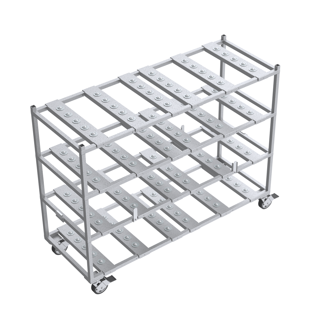 Stainless steel mortuary racks with multiple tiers for body storage in professional morgue facility