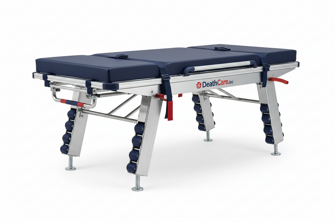 Professional First Call Mortuary Cot with Multi-Level Independent Legs - DeathCare.inc National Standard