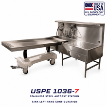Left-Hand Embalming Sink Station Model 1036-8L | Stainless Steel Prep Room Sink | American Mortuary Equipment