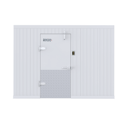 Walk-in mortuary cold storage interior — NSF stainless steel body storage, USA-made | American Mortuary Coolers