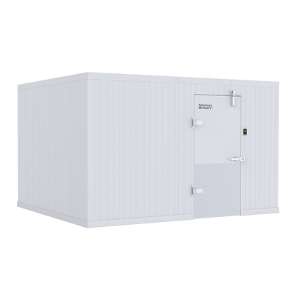 Model AMC-1012 10x12 walk-in cooler, rack-compatible mid-capacity cadaver storage