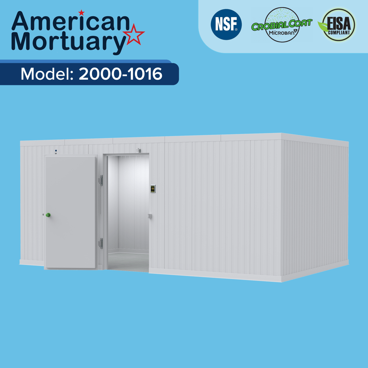 10x16 walk-in mortuary cooler, NSF-rated insulated panel morgue refrigeration, American-made