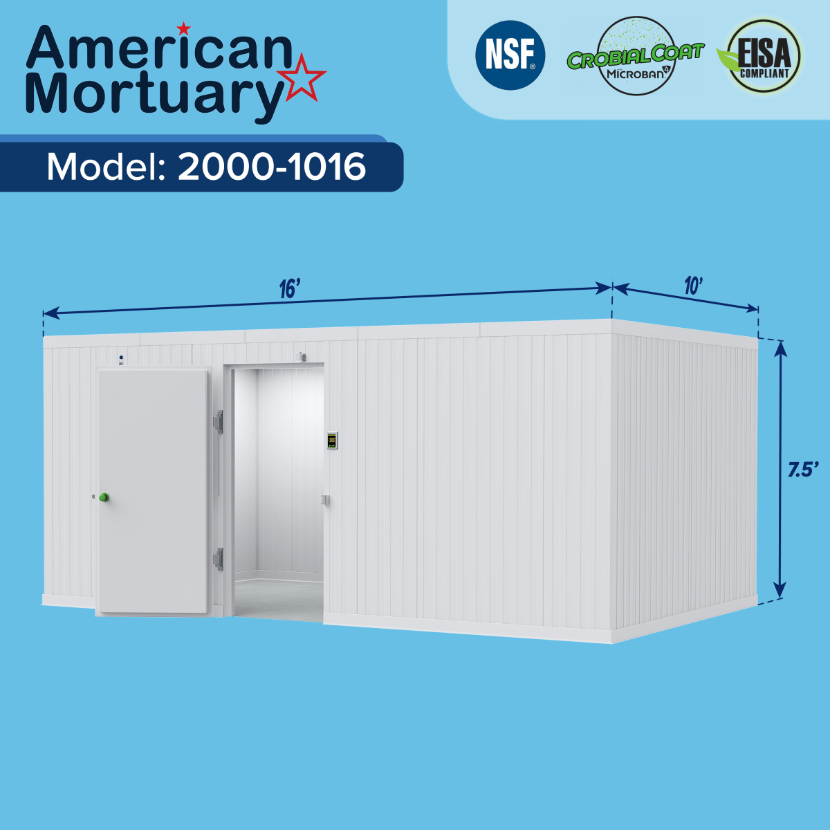 10x16 walk-in mortuary cooler configuration, quick-ship high-capacity body storage