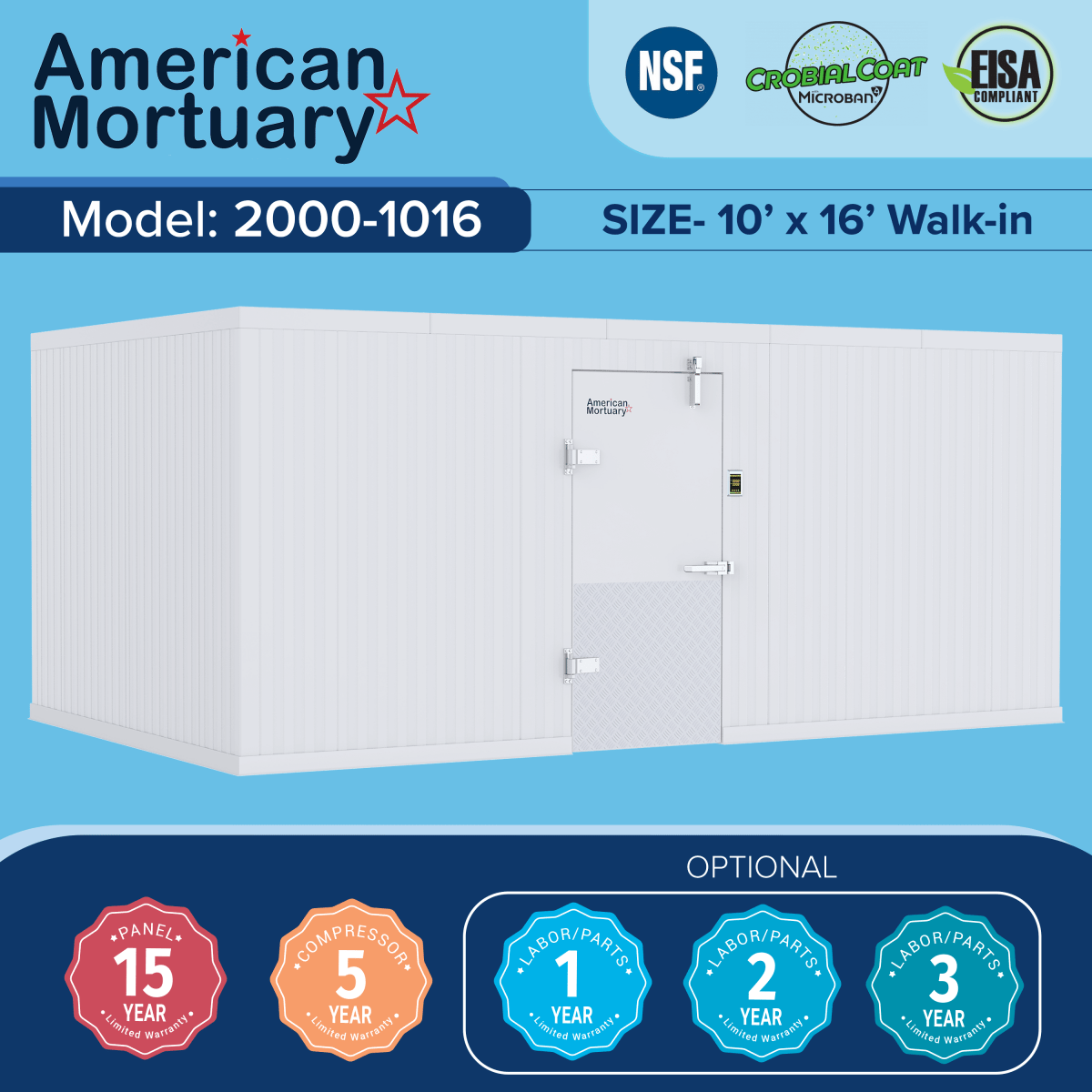 10x16 walk-in morgue cooler, Tennessee-made hospital and medical examiner walk-in refrigeration