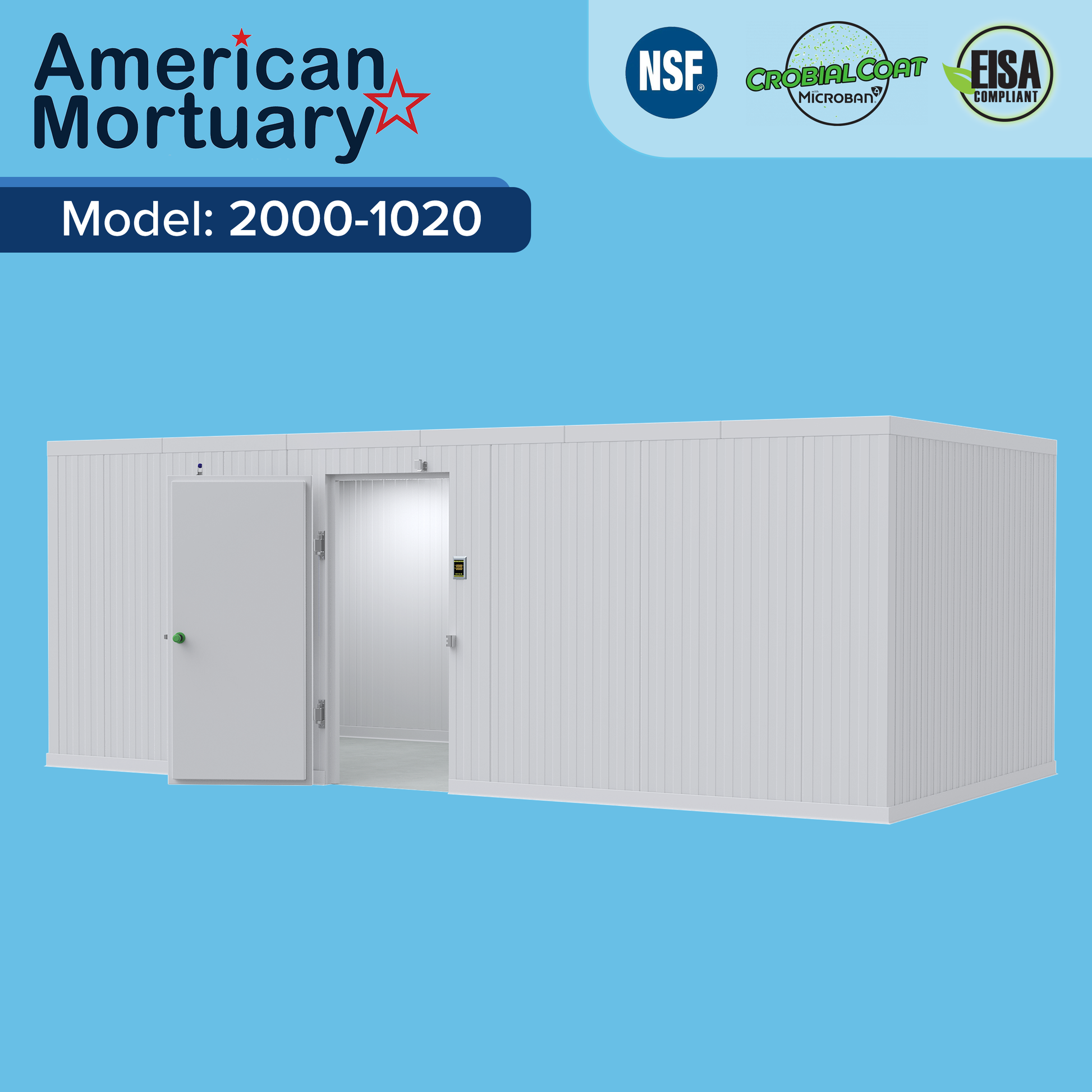 10x20 mortuary cooler 10-year panel warranty USA manufactured Johnson City Tennessee
