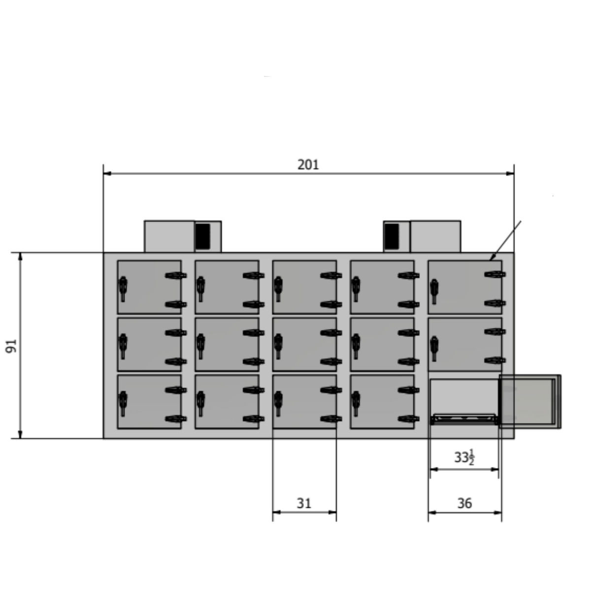 15 Bay Vault-Style Morgue Cooler Model 1070-15MB, high-capacity institutional cadaver storage with turnkey installation