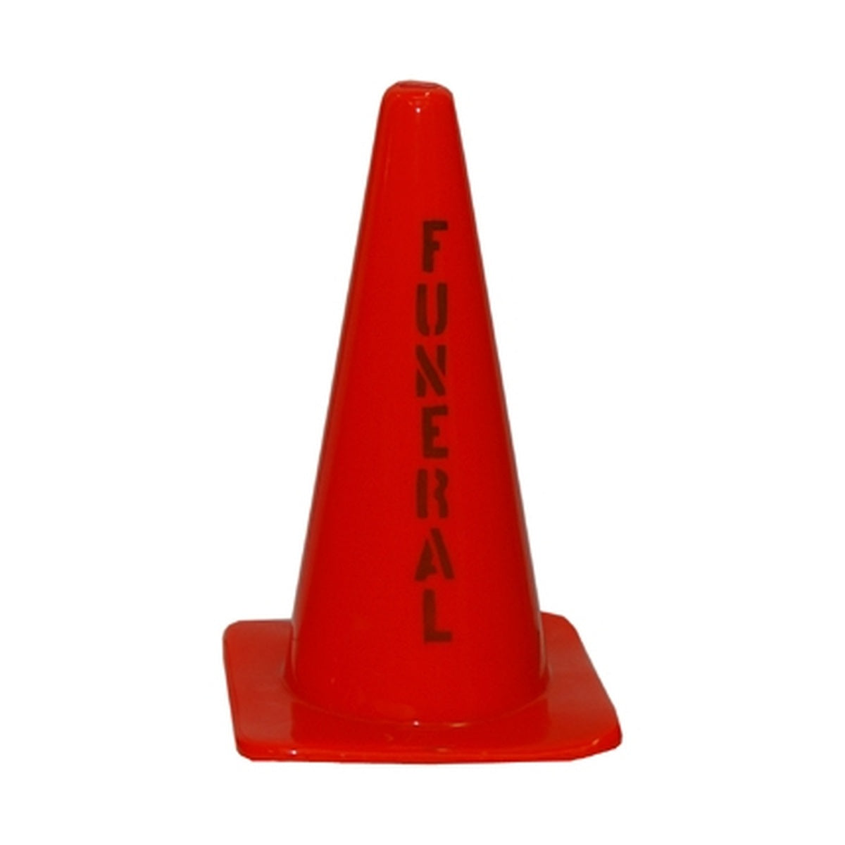 18-inch polyvinyl traffic cone, Funeral Imprint