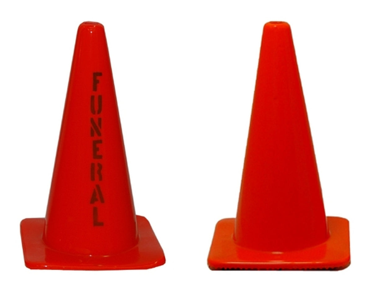 18-inch traffic cones: Funeral Imprint and Blank options