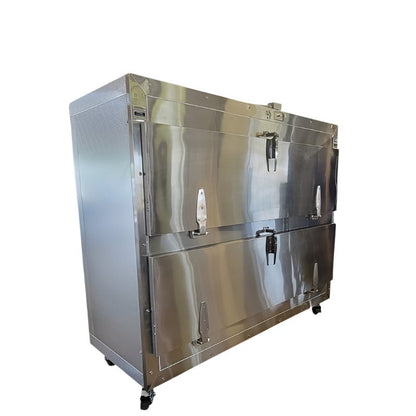 2 Body Vault Mortuary Cooler Model 1070-2MBS with telescoping slide rails, bariatric individual bay storage