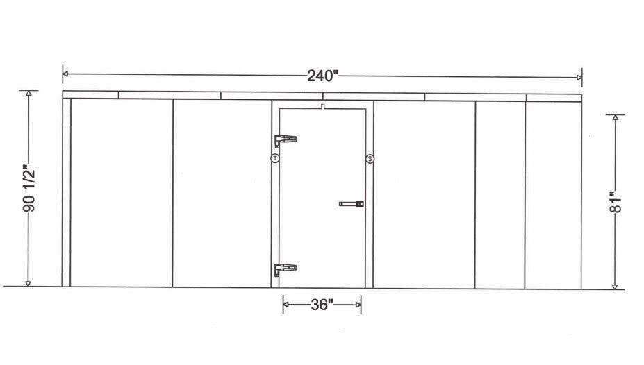 16x16 walk-in mortuary cooler with multi-tier racking system for cadaver storage (closest-size image shown)