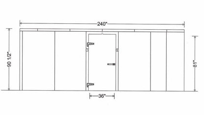 16x24 walk-in mortuary cooler with multi-tier racking system for cadaver storage (closest-size image shown)
