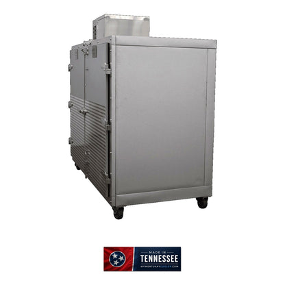 3 body extra-wide side-load upright mortuary cooler, dual-door bariatric morgue refrigeration — American Mortuary Coolers
